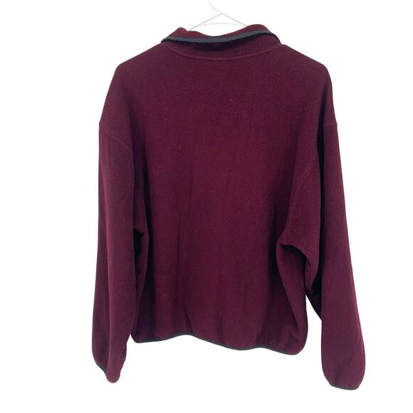 Vintage Woolrich Maroon Snap Stand-Up Collar Fleece Sweater Size L Dark Academia - Picture 3 of 5